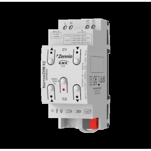 Zennio ZDINDX2 Универсальный привод затемнения DIN-рейки (RLC, LED, CFL) NarrowDIM X2 арт. ZDINDX2