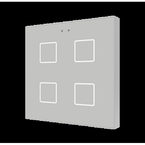 Zennio ZVIF4V2S Выключатель сенсорный KNX Flat 4 V2, 4-кнопочный, LED индикация, цвет серебряный арт. ZVIF4V2S