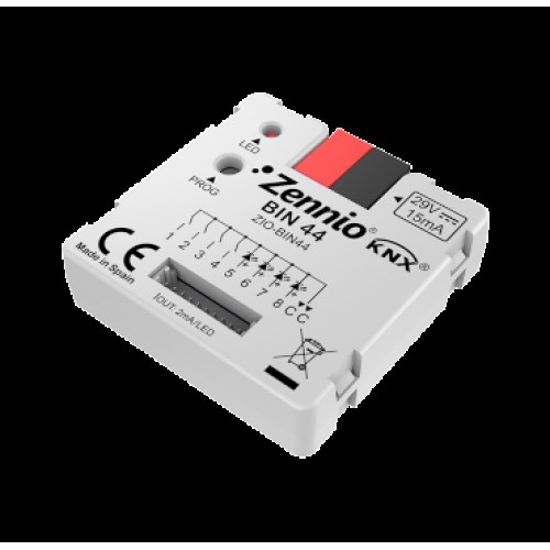 Zennio ZIO-BIN44 BIN 44/Модуль KNX универсальный, 4 дискретных входа и 4 выхода контроля LED арт. ZIO-BIN44
