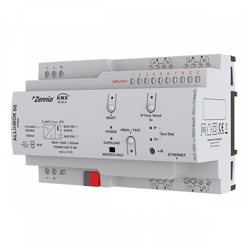 Zennio ZPR88 Многофункциональное устройство с источником питания, KNX-IP интерфейсом, 8 выходов/8 входов ALLinBOX 88 арт. ZPR88