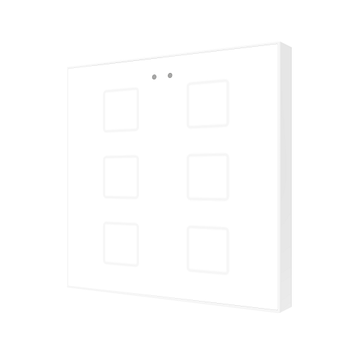 Zennio ZVIF6V2GW Выключатель сенсорный KNX Flat 6 V2, 6-кнопочный, LED индикация, 2хAI/DI, цвет белый глянцевый арт. ZVIF6V2GW