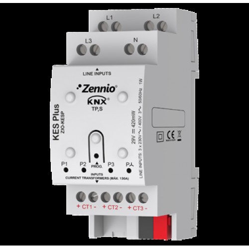 Zennio ZIO-KESP KES Plus/Счетчик электроэнергии KNX KES Plus для 1 и 3 фазных электроустановок арт. ZIO-KESP