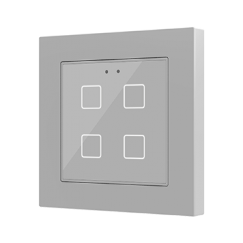 Zennio ZVIF55X4V2S Емкостный сенсорный выключатель с подсветкой (55 x 55 мм) Flat 55 X4v2, 4-кнопочный, цвет: серебряный