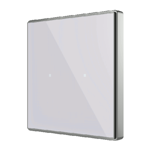 Zennio ZVI-SQTMD2-S Выключатель сенсорный KNX Square TMD, 2-кнопочный, 2хAI/DI, термостат, датчик температуры, цвет серебряный арт. ZVI-SQTMD2-S