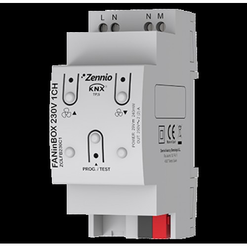 Zennio ZCLFB230C1 FANinBOX 230V 1CH/Контроллер потолочных вентиляторов KNX, 1 канал, 230 VAC арт. ZCLFB230C1