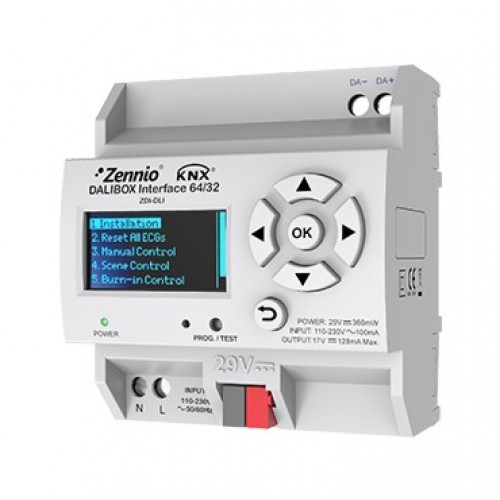 Zennio ZDI-DLI DALIBOX Interface 64/32 1CH/Интерфейс KNX-DALI на DIN рейку (4,5TE) арт. ZDI-DLI