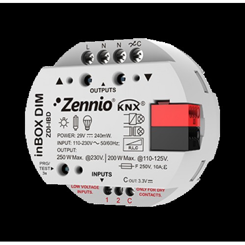 Zennio ZDI-IBD InBOX DIM/Диммер KNX универсальный (RLC, LED, CFL), 1-канальный, 2 входа арт. ZDI-IBD